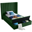  Color_Green  Size_Twin  -- Kiki Green Velvet Upholstered Twin Bed IMAGE 3