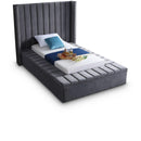  Color_Grey  Size_Twin  -- Kiki Grey Velvet Upholstered Twin Bed IMAGE 1