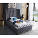  Color_Grey  Size_Twin  -- Kiki Grey Velvet Upholstered Twin Bed IMAGE 2