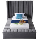 Color_Grey  Size_Twin  -- Kiki Grey Velvet Upholstered Twin Bed IMAGE 5