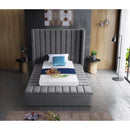  Color_Grey  Size_Twin  -- Kiki Grey Velvet Upholstered Twin Bed IMAGE 6