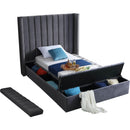  Color_Grey  Size_Twin  -- Kiki Grey Velvet Upholstered Twin Bed IMAGE 7