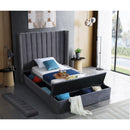  Color_Grey  Size_Twin  -- Kiki Grey Velvet Upholstered Twin Bed IMAGE 8
