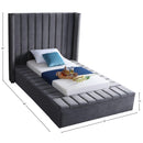  Color_Grey  Size_Twin  -- Kiki Grey Velvet Upholstered Twin Bed IMAGE 9