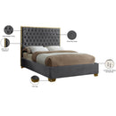  Color_Gold/ Grey  Size_Full  -- Lana Grey Velvet Upholstered Full Bed IMAGE 4
