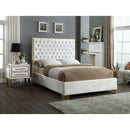  Color_Gold/ White  Size_Full  -- Lana White Velvet Upholstered Full Bed IMAGE 2