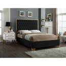  Color_Black/ Gold  Size_King  -- Lana Black Velvet Upholstered King Bed IMAGE 2