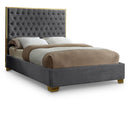  Color_Gold/ Grey  Size_King  -- Lana Grey Velvet Upholstered King Bed IMAGE 1