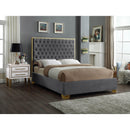  Color_Gold/ Grey  Size_King  -- Lana Grey Velvet Upholstered King Bed IMAGE 2