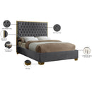  Color_Gold/ Grey  Size_King  -- Lana Grey Velvet Upholstered King Bed IMAGE 4