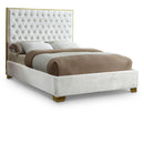  Color_Gold/ White  Size_King  -- Lana White Velvet Upholstered King Bed IMAGE 1
