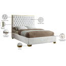  Color_Gold/ White  Size_King  -- Lana White Velvet Upholstered King Bed IMAGE 4