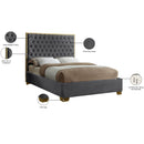 Meridian Lana Grey Velvet Queen Bed IMAGE 5