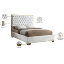  Color_Gold/ White  Size_Queen  -- Lana White Velvet Upholstered Queen Bed IMAGE 4