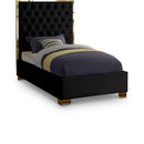  Color_Black/ Gold  Size_Twin  -- Lana Black Velvet Upholstered Twin Bed IMAGE 1