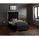  Color_Black/ Gold  Size_Twin  -- Lana Black Velvet Upholstered Twin Bed IMAGE 2