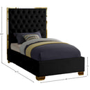  Color_Black/ Gold  Size_Twin  -- Lana Black Velvet Upholstered Twin Bed IMAGE 3