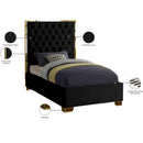  Color_Black/ Gold  Size_Twin  -- Lana Black Velvet Upholstered Twin Bed IMAGE 4
