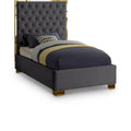  Color_Gold/ Grey Size_Twin -- Lana Grey Velvet Upholstered Twin Bed IMAGE 1