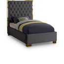  Color_Gold/ Grey  Size_Twin  -- Lana Grey Velvet Upholstered Twin Bed IMAGE 1