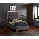  Color_Gold/ Grey  Size_Twin  -- Lana Grey Velvet Upholstered Twin Bed IMAGE 2