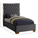 Color_Gold/ Grey  Size_Twin  -- Lana Grey Velvet Upholstered Twin Bed IMAGE 3