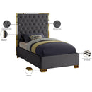  Color_Gold/ Grey  Size_Twin  -- Lana Grey Velvet Upholstered Twin Bed IMAGE 4