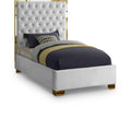 Color_Gold/ White Size_Twin -- Lana White Velvet Upholstered Twin Bed IMAGE 1
