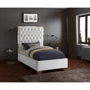  Color_Gold/ White  Size_Twin  -- Lana White Velvet Upholstered Twin Bed IMAGE 2