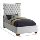  Color_Gold/ White  Size_Twin  -- Lana White Velvet Upholstered Twin Bed IMAGE 3