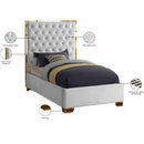  Color_Gold/ White  Size_Twin  -- Lana White Velvet Upholstered Twin Bed IMAGE 4