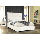 Color_White  Size_King  -- Lexi White Velvet Upholstered King Bed IMAGE 2