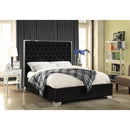  Color_Black  Size_Queen  -- Lexi Black Velvet Upholstered Queen Bed IMAGE 2