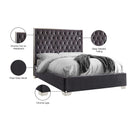  Color_Grey  Size_Queen  -- Lexi Grey Velvet Upholstered Queen Bed IMAGE 4