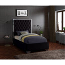  Color_Black  Size_Twin  -- Lexi Black Velvet Upholstered Twin Bed IMAGE 2