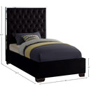  Color_Black  Size_Twin  -- Lexi Black Velvet Upholstered Twin Bed IMAGE 3