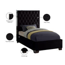  Color_Black  Size_Twin  -- Lexi Black Velvet Upholstered Twin Bed IMAGE 4
