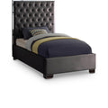  Color_Grey Size_Twin -- Lexi Grey Velvet Upholstered Twin Bed IMAGE 1