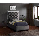 Color_Grey  Size_Twin  -- Lexi Grey Velvet Upholstered Twin Bed IMAGE 2