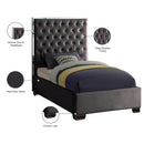  Color_Grey  Size_Twin  -- Lexi Grey Velvet Upholstered Twin Bed IMAGE 4
