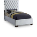  Color_White Size_Twin -- Lexi White Velvet Upholstered Twin Bed IMAGE 1