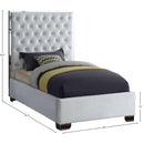  Color_White  Size_Twin  -- Lexi White Velvet Upholstered Twin Bed IMAGE 3