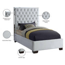  Color_White  Size_Twin  -- Lexi White Velvet Upholstered Twin Bed IMAGE 4