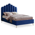  Color_Navy  Size_Full  -- Lily Navy Velvet Upholstered Full Bed IMAGE 1