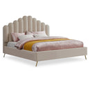  Color_Cream  Size_King  -- Lily Cream Velvet Upholstered King Bed IMAGE 1