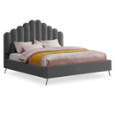  Color_Grey  Size_King  -- Lily Grey Velvet Upholstered King Bed IMAGE 1