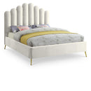  Color_Cream  Size_Queen  -- Lily Cream Velvet Upholstered Queen Bed IMAGE 1