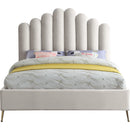  Color_Cream  Size_Queen  -- Lily Cream Velvet Upholstered Queen Bed IMAGE 3
