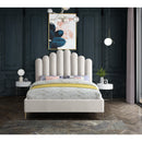  Color_Cream  Size_Queen  -- Lily Cream Velvet Upholstered Queen Bed IMAGE 4