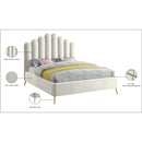Meridian Lily Cream Velvet Queen Bed IMAGE 7